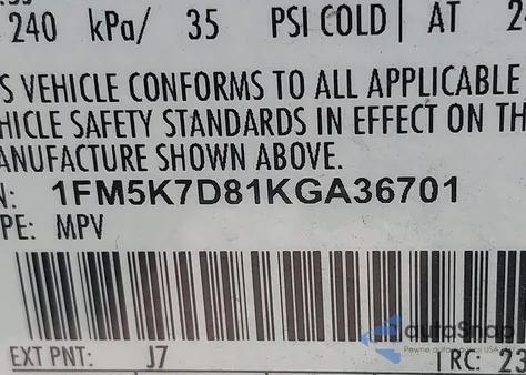2019 Ford Explorer Xlt from USA, damaged, VIN 1FM5K7D81KGA36701